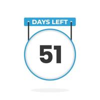 Quedan 51 días de cuenta regresiva para la promoción de ventas. Quedan 51 días para el banner de ventas promocionales. vector