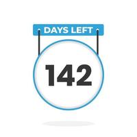 Faltan 142 días de cuenta regresiva para la promoción de ventas. Quedan 142 días para el banner de ventas promocionales. vector