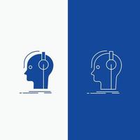 composer. headphones. musician. producer. sound Line and Glyph web Button in Blue color Vertical Banner for UI and UX. website or mobile application vector