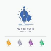 Idea. insight. key. lamp. lightbulb 5 Color Glyph Web Icon Template isolated on white. Vector illustration