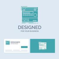 rack. component. module. sound. studio Business Logo Glyph Icon Symbol for your business. Turquoise Business Cards with Brand logo template. vector