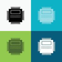 Processor. Hardware. Computer. PC. Technology Icon Over Various Background. glyph style design. designed for web and app. Eps 10 vector illustration