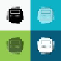 Processor. Hardware. Computer. PC. Technology Icon Over Various Background. glyph style design. designed for web and app. Eps 10 vector illustration