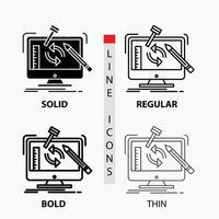 engineering. project. tools. workshop. processing Icon in Thin. Regular. Bold Line and Glyph Style. Vector illustration