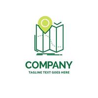 gps. location. map. navigation. route Flat Business Logo template. Creative Green Brand Name Design. vector