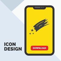 Asteroid. astronomy. meteor. space. comet Glyph Icon in Mobile for Download Page. Yellow Background vector