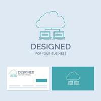 cloud. network. server. internet. data Business Logo Line Icon Symbol for your business. Turquoise Business Cards with Brand logo template vector