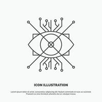 Ar. augmentation. cyber. eye. lens Icon. Line vector gray symbol for UI and UX. website or mobile application