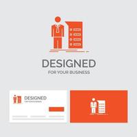 Business logo template for Business. explanation. graph. meeting. presentation. Orange Visiting Cards with Brand logo template. vector