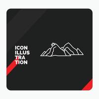 fondo de presentación creativa rojo y negro para la montaña. paisaje. Cerro. naturaleza. icono de línea de escena vector