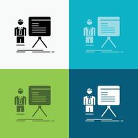 presentation. businessman. chart. graph. progress Icon Over Various Background. glyph style design. designed for web and app. Eps 10 vector illustration