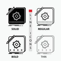 Design. App. Logo. Application. Design Icon in Thin. Regular. Bold Line and Glyph Style. Vector illustration