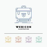 briefcase. business. financial. management. portfolio 5 Color Line Web Icon Template isolated on white. Vector illustration