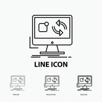 update. app. application. install. sync Icon in Thin. Regular and Bold Line Style. Vector illustration