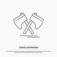 Axe. hatchet. tool. cutter. viking Icon. Line vector gray symbol for UI and UX. website or mobile application