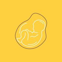 Baby. pregnancy. pregnant. obstetrics. fetus Flat Line Filled Icon. Beautiful Logo button over yellow background for UI and UX. website or mobile application vector