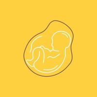 bebé. el embarazo. embarazada. obstetricia. icono relleno de línea plana de feto. hermoso botón de logotipo sobre fondo amarillo para ui y ux. sitio web o aplicación móvil vector