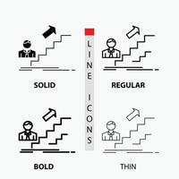 promotion. Success. development. Leader. career Icon in Thin. Regular. Bold Line and Glyph Style. Vector illustration