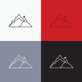 montaña. paisaje. Cerro. naturaleza. icono de árbol sobre varios antecedentes. diseño de estilo de línea. diseñado para web y aplicación. eps 10 ilustración vectorial vector