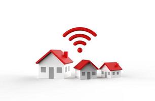 Wifi and house icon isolated on white background. 3D rendering. photo