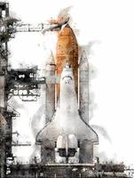 Space Shuttle watercolor style. Illustration. photo