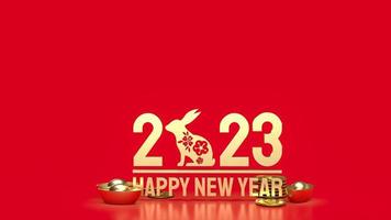 The 2023 gold for year of the rabbit 3d rendering photo