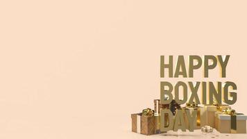 The gift box  and gold text Boxing Day for shopping concept 3d rendering photo