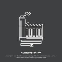 Consumption. resource. energy. factory. manufacturing Icon. Line vector symbol for UI and UX. website or mobile application