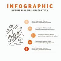 rocks. tree. hill. mountain. nature Infographics Template for Website and Presentation. Line Gray icon with Orange infographic style vector illustration