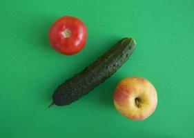 Tomato, apple and cucumber photo