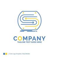 business arrow. concept. convergence. match. pitch Blue Yellow Business Logo template. Creative Design Template Place for Tagline. vector