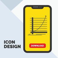 Arrow. chart. curve. experience. goal Glyph Icon in Mobile for Download Page. Yellow Background vector