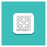 Round Button for Data. infrastructure. network. matrix. grid Line icon Turquoise Background vector