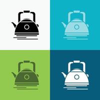 Tea. kettle. teapot. camping. pot Icon Over Various Background. glyph style design. designed for web and app. Eps 10 vector illustration