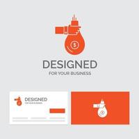 Business logo template for Bag. finance. give. investment. money. offer. Orange Visiting Cards with Brand logo template. vector