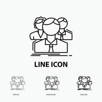 group. multiplayer. people. team. online Icon in Thin. Regular and Bold Line Style. Vector illustration