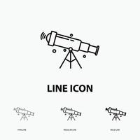 telescope. astronomy. space. view. zoom Icon in Thin. Regular and Bold Line Style. Vector illustration