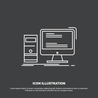 Computer. desktop. gaming. pc. personal Icon. Line vector symbol for UI and UX. website or mobile application