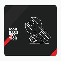 Red and Black Creative presentation Background for settings. App. installation. maintenance. service Line Icon vector