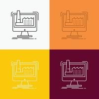 digital. factory. manufacturing. production. product Icon Over Various Background. Line style design. designed for web and app. Eps 10 vector illustration