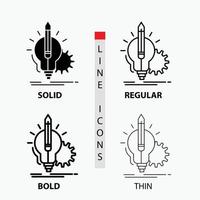 Idea. insight. key. lamp. lightbulb Icon in Thin. Regular. Bold Line and Glyph Style. Vector illustration