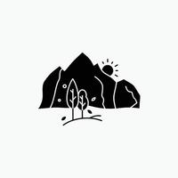 Cerro. paisaje. naturaleza. montaña. icono de glifo de árbol. ilustración vectorial aislada vector