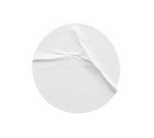 Blank white round paper sticker label isolated on white background with clipping path photo