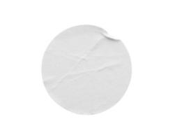 Blank white round paper sticker label isolated on white background with clipping path photo