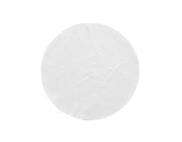 Blank white round paper sticker label isolated on white background with clipping path photo