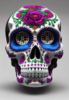 Dia de los muertos traditional calavera sugar skull decorated with flowers the day of the dead illustration photo