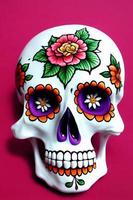 Dia de los muertos traditional calavera sugar skull decorated with flowers the day of the dead illustration photo