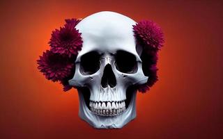 calavera con flores espeluznante creativa para dia de los muertos dia de los muertos halloween foto