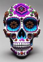 Dia de los muertos traditional calavera sugar skull decorated with flowers the day of the dead illustration photo