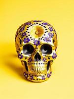 dia de los muertos gold skull decorated with flowers the day of the dead 3d illustration photo